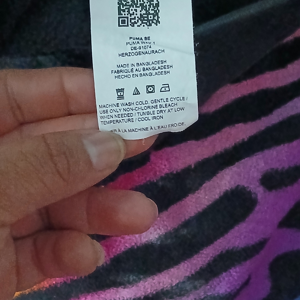 Puma Black and Purple Zebra Print Apparel